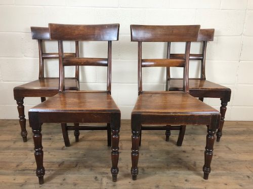 Set of Four 19th Century Mahogany Farmhouse Chairs