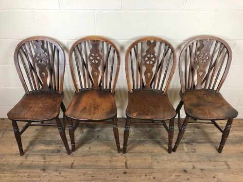 fig 1. Set of Four 19th century Ash and Elm Wheelback Chairs