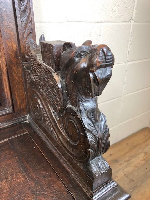 fig 2. Victorian Carved Oak Gothic Style Settle