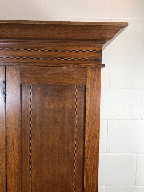 fig 1. Edwardian Oak Inlaid Mirror Wardrobe 