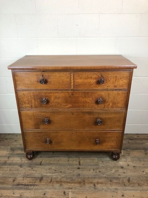 fig 1. 19th Century Straight Front Oak Chest of Drawers