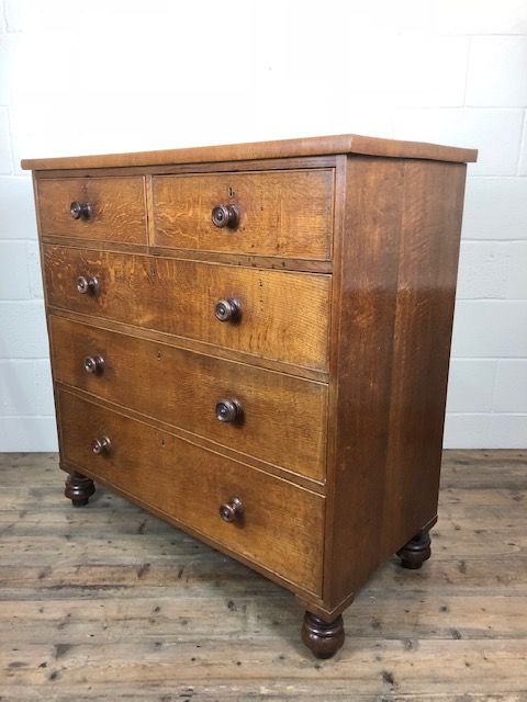 fig 2. 19th Century Straight Front Oak Chest of Drawers
