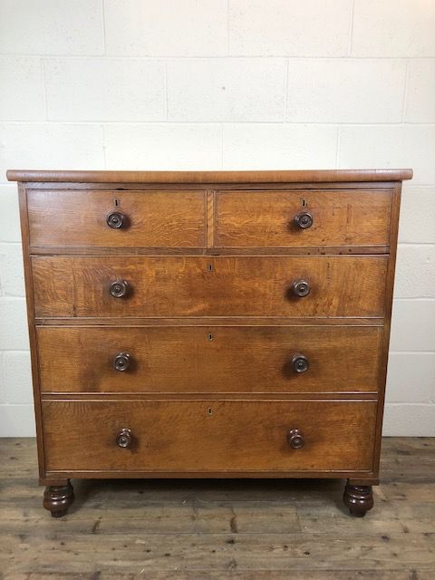 19th Century Straight Front Oak Chest of Drawers