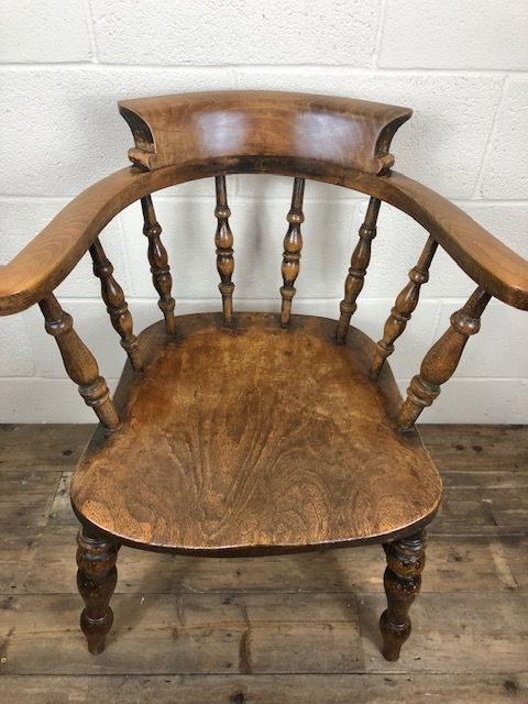 fig 1. 19th Century Ash and Elm Smoker’s Bow Chair or Captain’s Chair