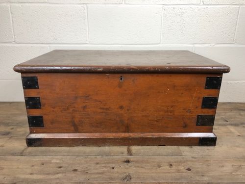 fig 1. Antique Pine Metal Bound Trunk or Chest