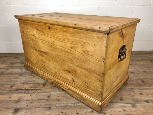 19th Century Stripped Pine Trunk or Chest