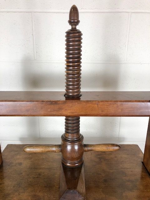 fig 1. 19th Century Wooden Book Press on Stand