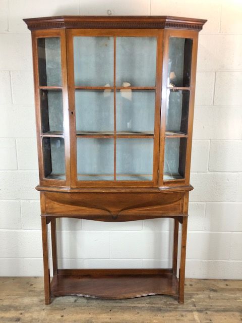 Edwardian Inlaid Glass Display Cabinet