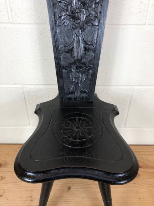 fig 1. Antique Carved Oak Spinning Chair