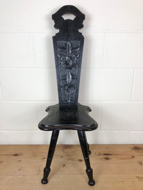 Antique Carved Oak Spinning Chair