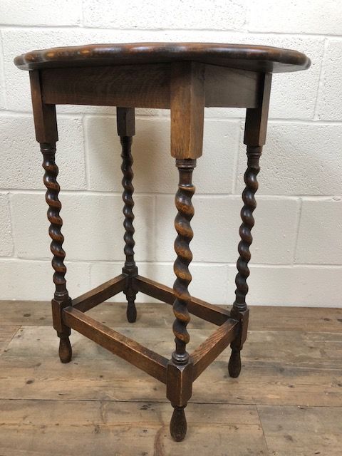 fig 1. Antique Oak Barley Twist Side Table
