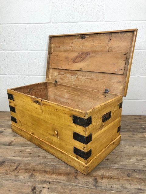 fig 2. 19th Century Pine Metal Bound Trunk