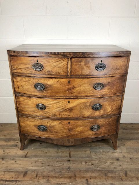 fig 2. Antique Mahogany Bow Front Chest of Drawers