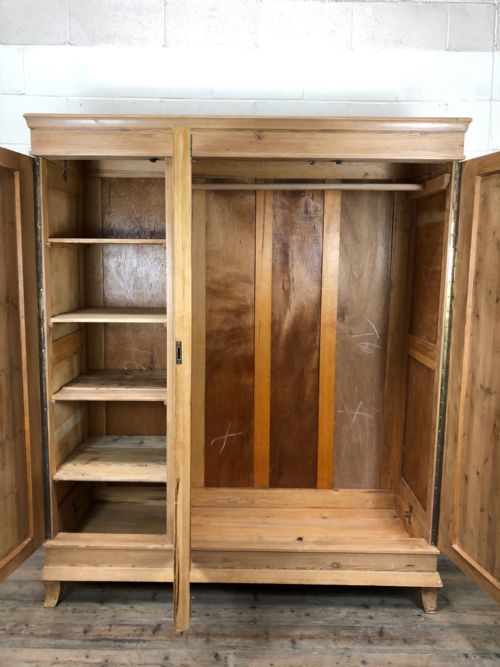 fig 1. Antique Flat Pack Pine Triple Wardrobe with Mirror