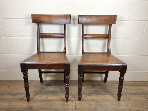 Pair of 19th Century Mahogany Bar Back Farmhouse Chairs