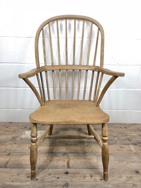 19th Century Ash and Elm Hoop Back Windsor Armchair