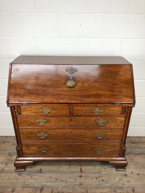 fig 1. Antique Georgian George III Mahogany Fall Front Bureau