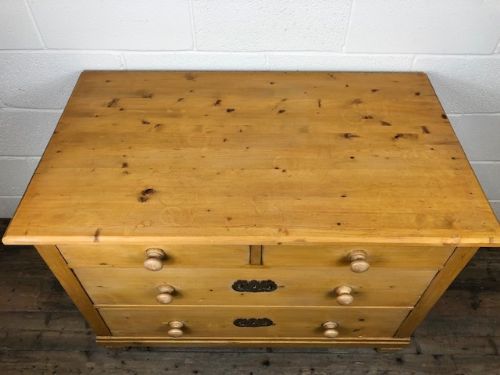fig 1. Antique Pine Deep Chest of Drawers