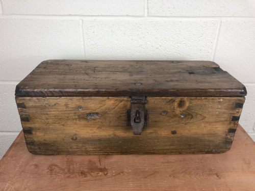 fig 1. Small Antique Wooden Deed Box