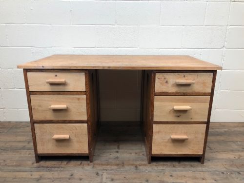 Early 20th Century Two Tone Oak Pedestal Desk