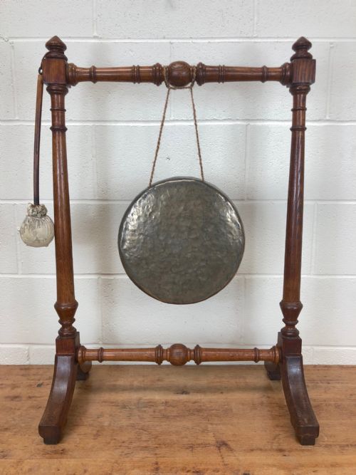 Antique Oak Frame Dinner Gong with Hammer