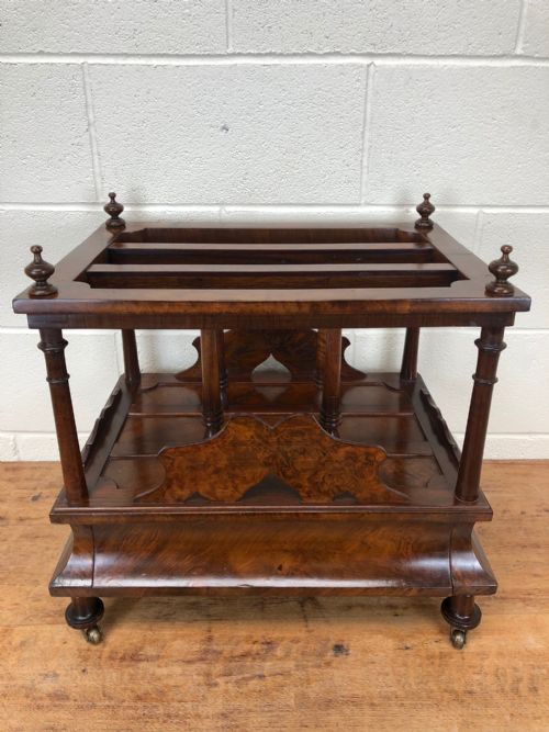Victorian Walnut Canterbury with Drawer