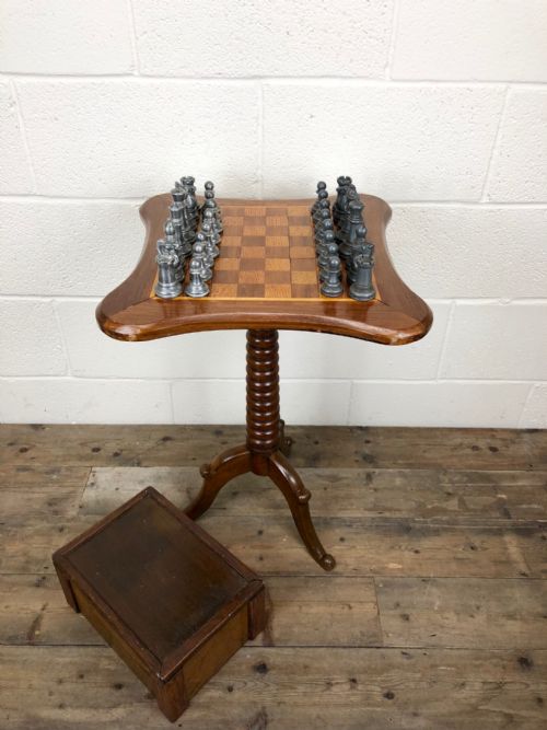 Antique Mahogany Chess Table