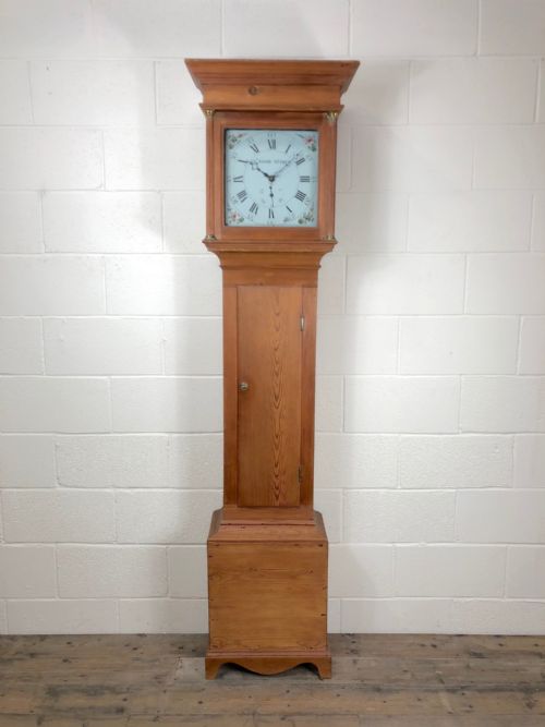 Antique Pine Grandfather Long Case Clock