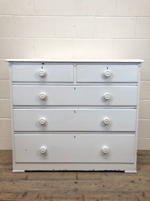 Victorian White Painted Pine Chest of Drawers