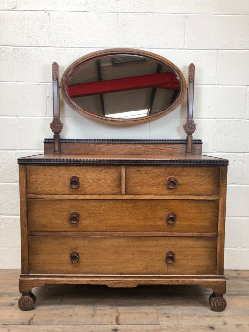Early 20th Century Arts and Crafts Dressing Table Chest with Mirror