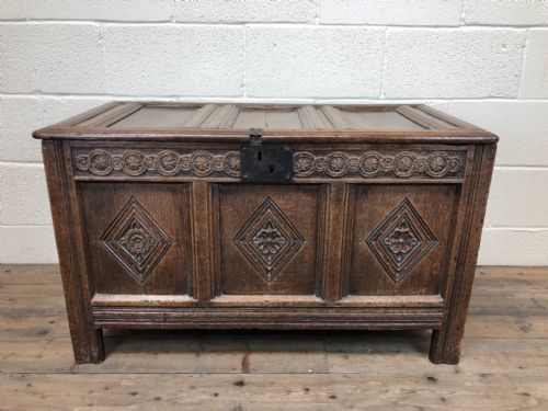fig 1. 17th Century Carved Oak Coffer
