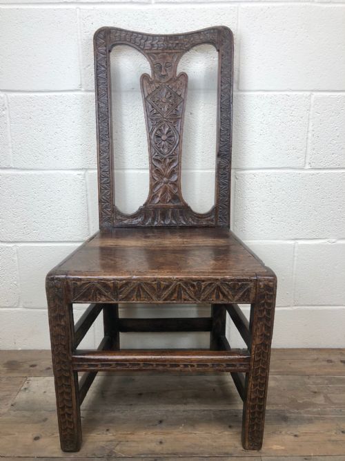 Antique Gothic Carved Oak Chair