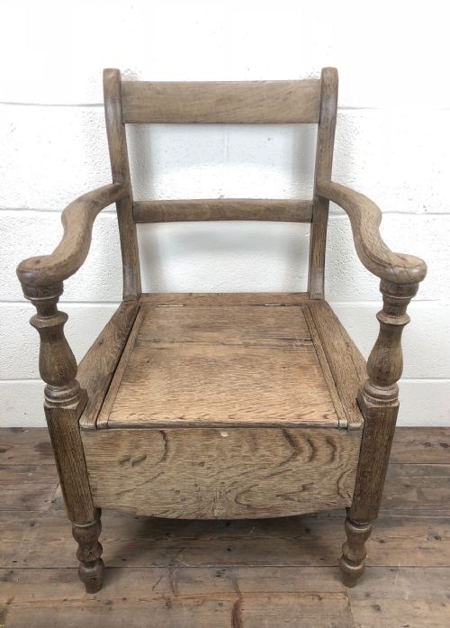 fig 1. Late 19th Century Oak Open Arm Armchair Commode