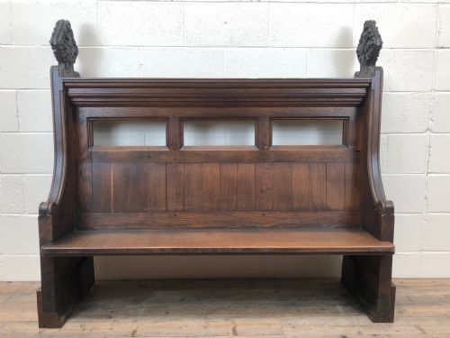 Large and Impressive 19th Century Carved Oak Church Pew