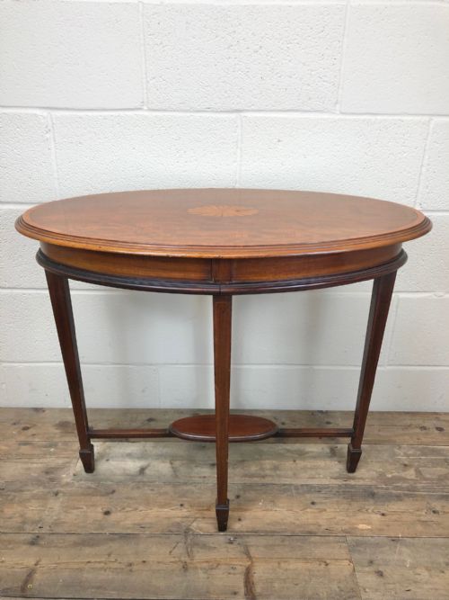 Edwardian Mahogany Inlaid Oval Occasional Table
