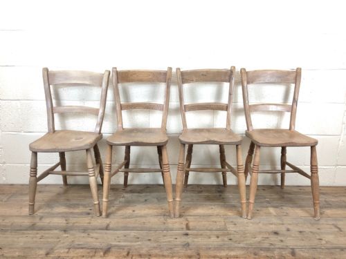 Four Similar Antique Farmhouse Kitchen Chairs