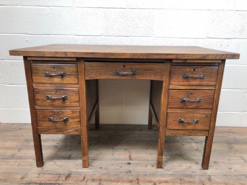 Antique Early 20th Century Oak Office Desk