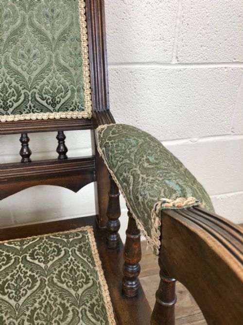 fig 1. Antique American Rocking Chair with Green Upholstery