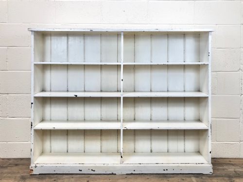 Rustic Antique White Painted School Bookcase