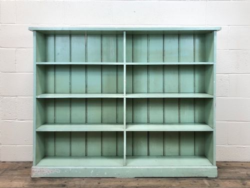 Rustic Antique Green Painted School Bookcase