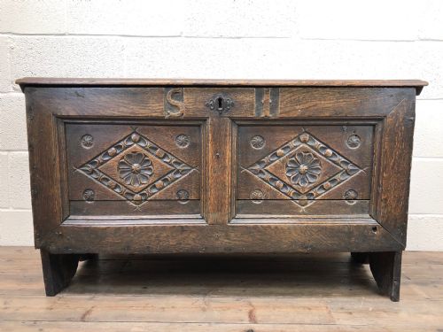 Early 18th Century Antique Carved Welsh Oak Coffer