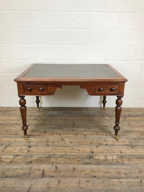 19th Century Antique Inlaid Partner’s Library Desk Table