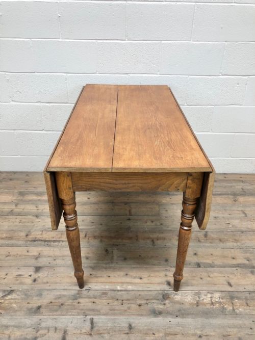 fig 1. Antique Light Oak Drop Leaf Farmhouse Kitchen Table