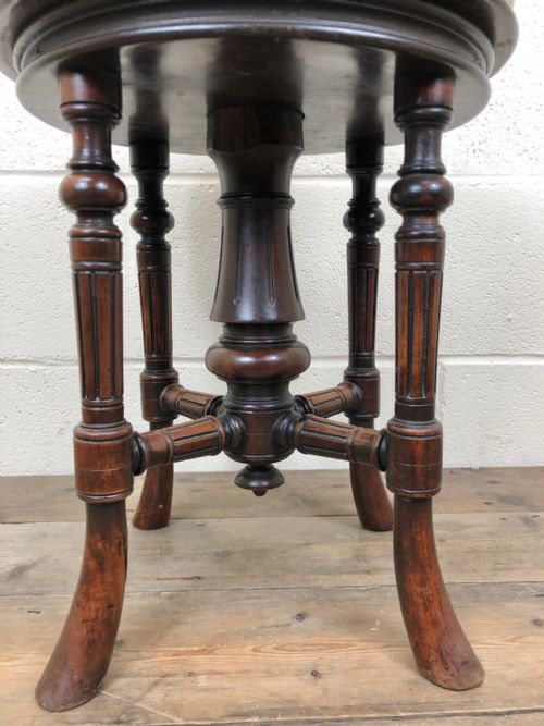 fig 1. Victorian Walnut Piano Stool with Adjustable Height