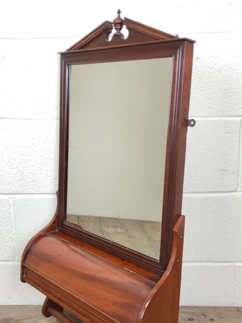 fig 1. Antique Victorian Mahogany Wall Mirror with Compartment