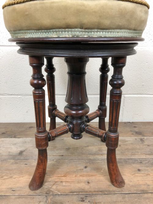 fig 2. Victorian Walnut Piano Stool with Adjustable Height