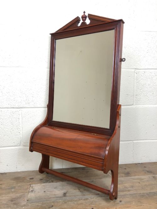 Victorian Mahogany Wall Mirror with Compartment