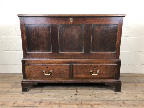 Antique 18th Century Oak Coffer Mule Chest
