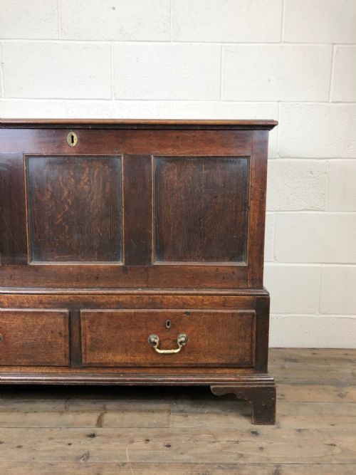 fig 2. Antique 18th Century Oak Coffer Mule Chest