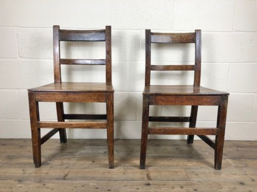 fig 1. 19th Century Antique Welsh Oak Farmhouse Chairs
